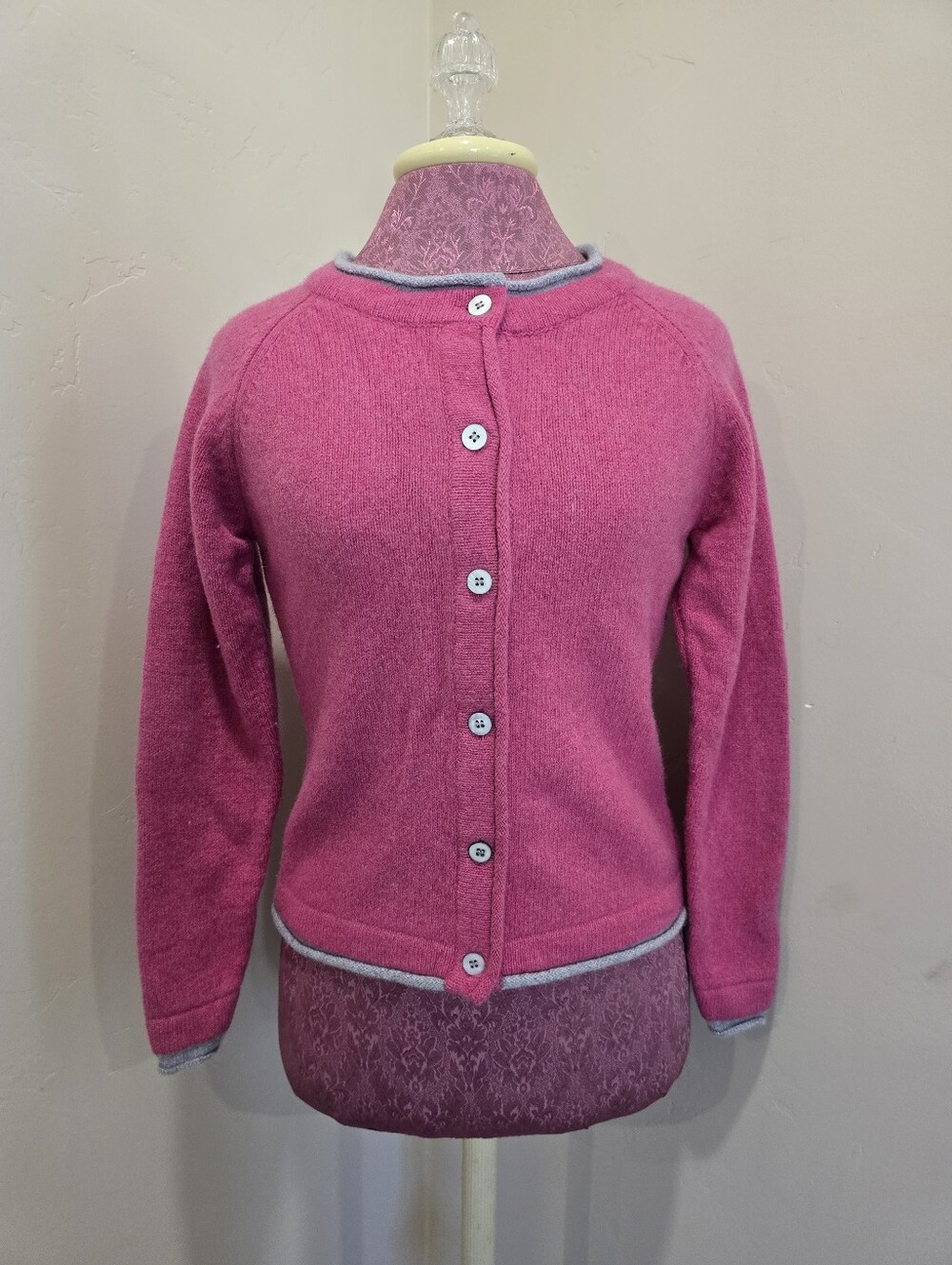 Irelands Eye Wool Cashmere Womens Killiney Cardigan Sweater Rose Pink Size Small